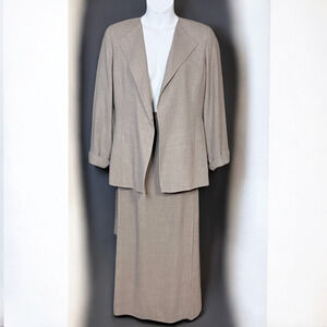 Vintage Doncaster Wool Blend Skirt Suit Gray Belted Jacket Feminine Power Sz 12